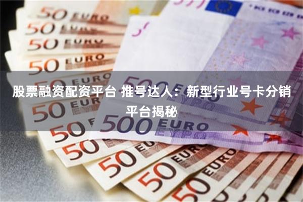 股票融资配资平台 推号达人：新型行业号卡分销平台揭秘