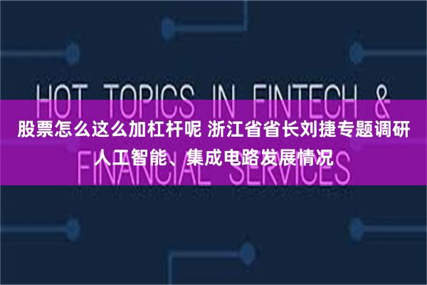 股票怎么这么加杠杆呢 浙江省省长刘捷专题调研人工智能、集成电路发展情况